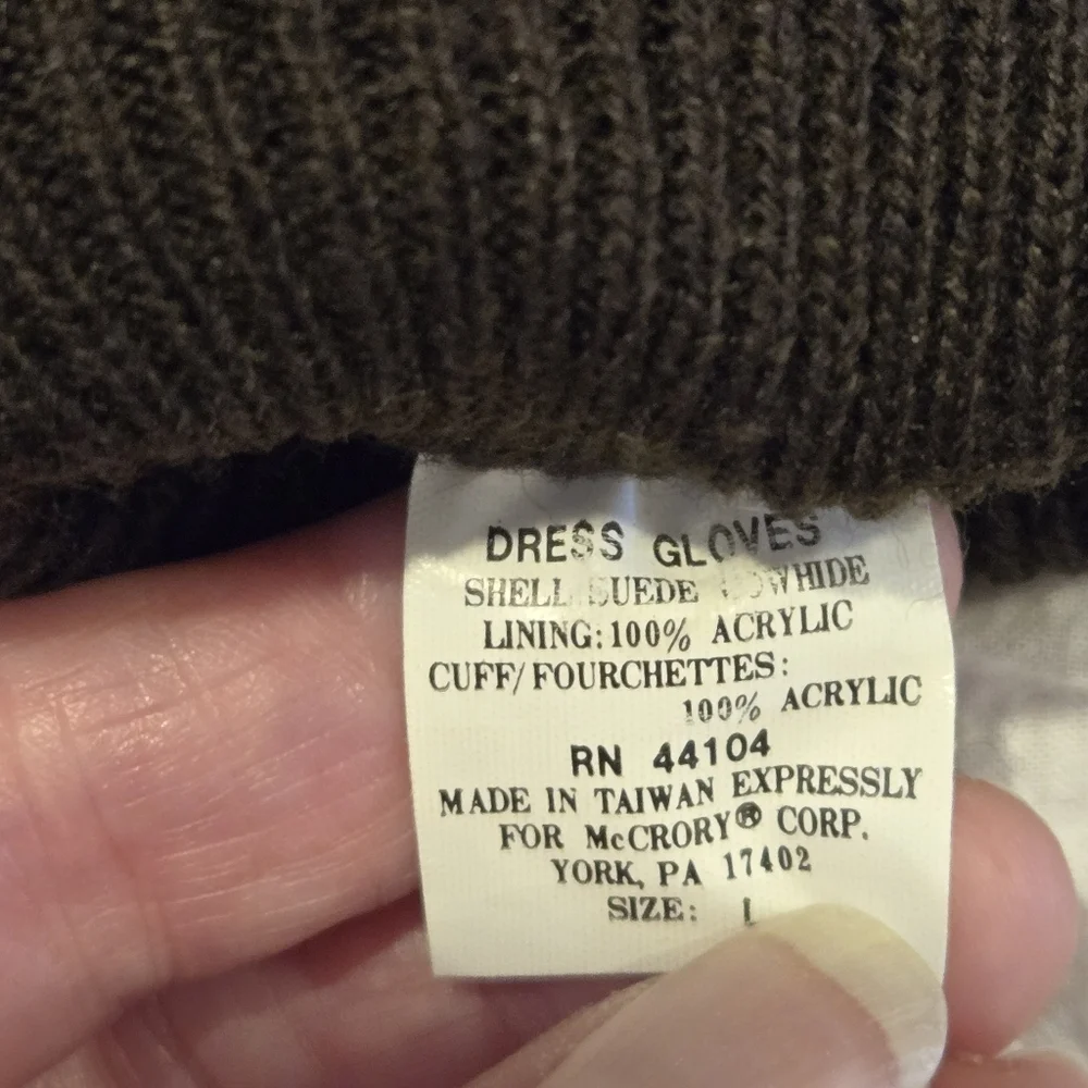 🧤 Vintage Suede Cowhide Women’s Gloves – McCrory Corp., Made in Taiwan